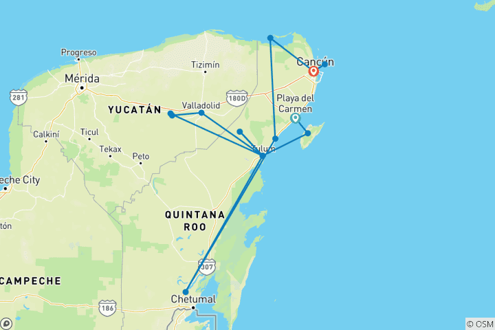 Carte du circuit Découvrez la magie du Yucatán