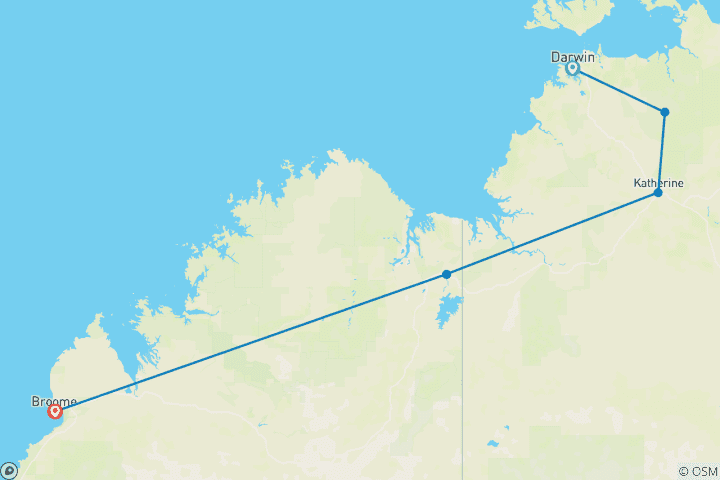 Carte du circuit Spectacle du Top End et des Kimberley