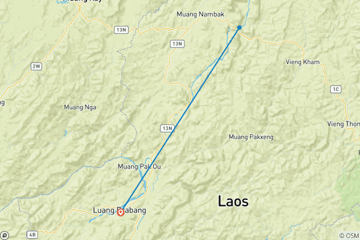 Karte von 4 Tage Entdeckungstour durch Nord-Laos – Nam-Ou-Fluss, Nong Khiaw