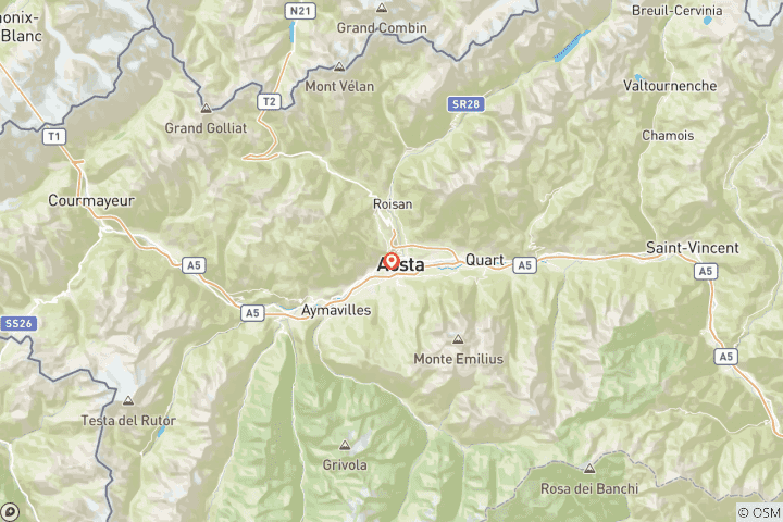 Carte du circuit Séjour festif de ski et de yoga en décembre | Station de ski de Pila, Alpes italiennes