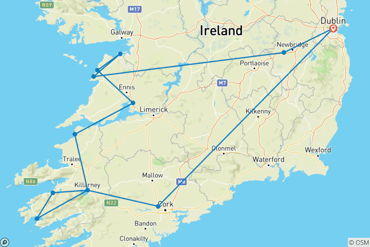 Mapa de De ruta por los campos de golf más bonitos de Irlanda