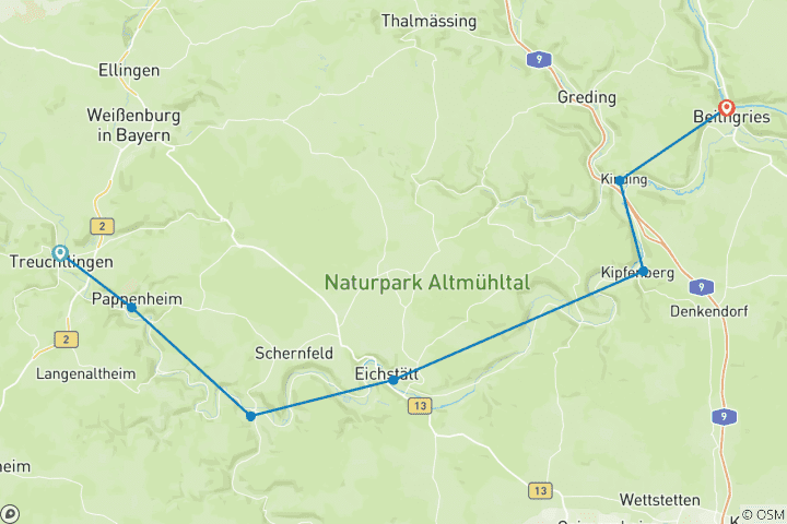 Kaart van Panoramapad door het Altmuhltal