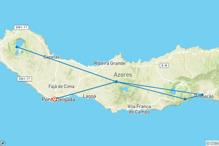 Karte von Sao Miguel Highlights erwandern