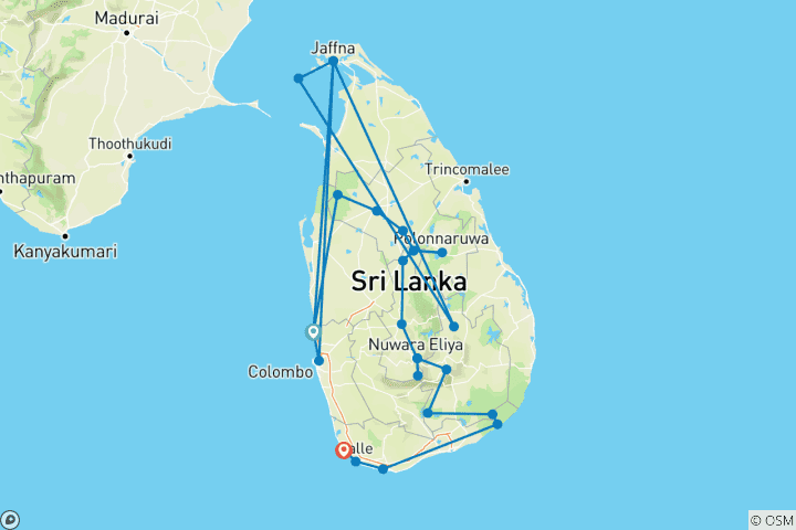 Karte von Sri Lanka in seiner Gesamtheit