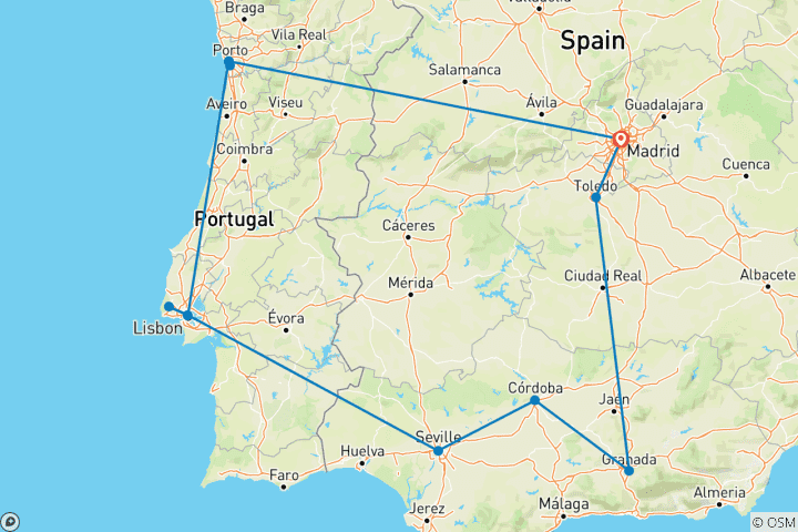 Kaart van Het beste van Spanje en Portugal
