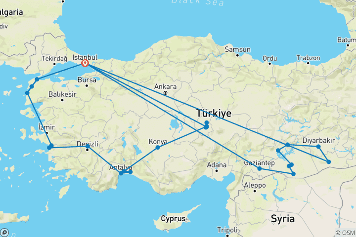 Karte von Wunder der Türkei