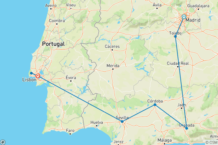 Karte von Höhepunkte von Spanien & Portugal