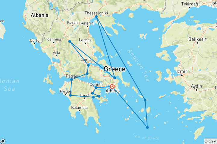 Carte du circuit À la découverte de la Grèce classique et emblématique
