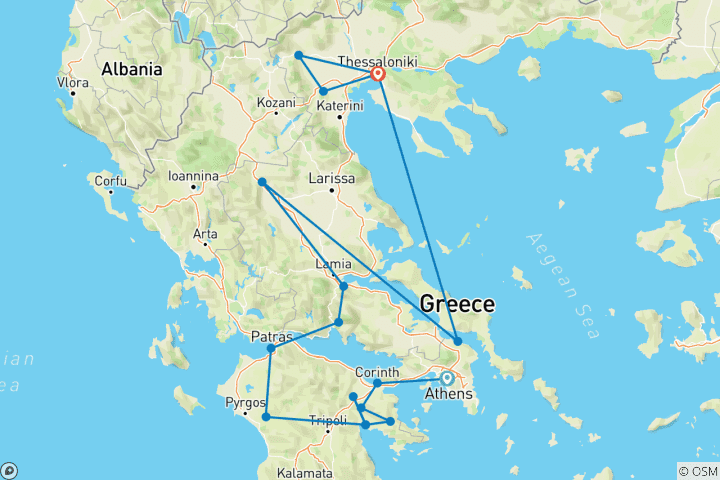 Carte du circuit « La Grèce classique dans son intégralité » s'achève à Thessalonique