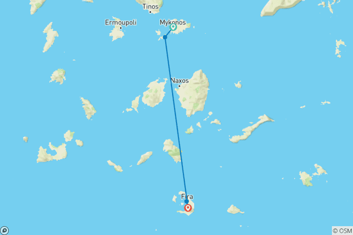 Kaart van Mykonos & Santorini Breeze