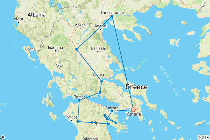 Carte du circuit La Grèce classique : l'Odyssée s'achève à Athènes