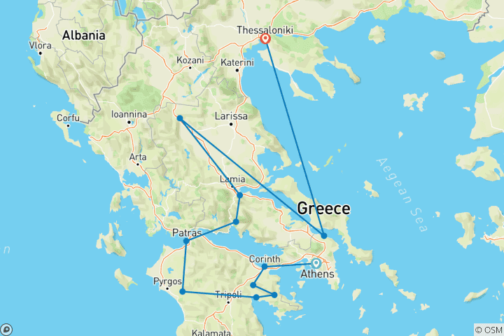 Carte du circuit La Grèce classique : l'Odyssée s'achève à Thessalonique
