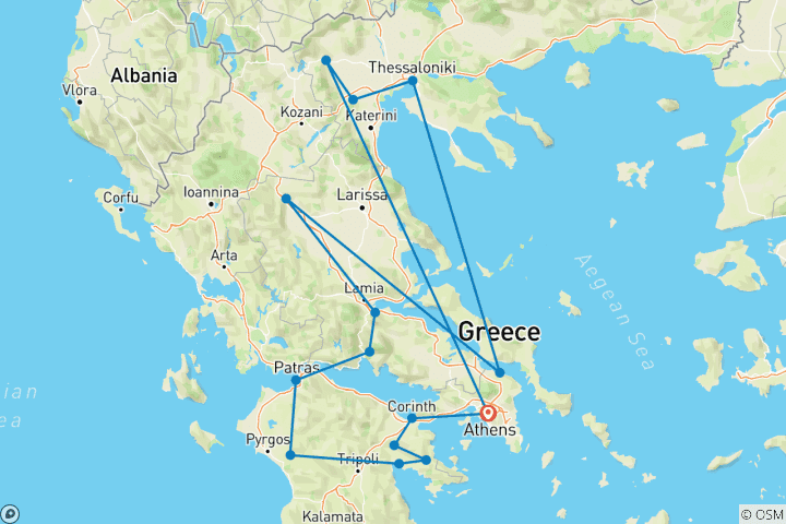 Carte du circuit « La Grèce classique dans son intégralité » s'achève à Athènes