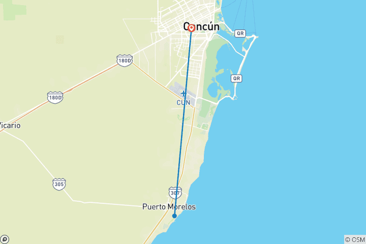 Karte von 4 Tage „Sensations of Cancún“: Strandurlaub, Taco-Tour durch die Stadt und Tequila-Verkostung