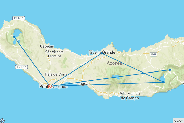 Carte du circuit Escapade aux Açores