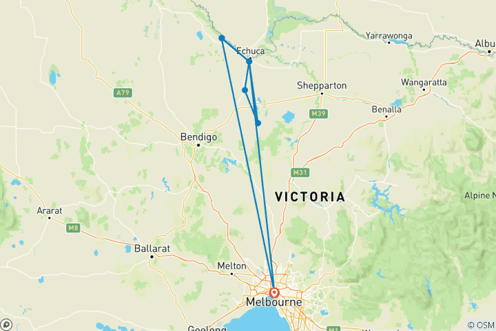 Carte du circuit Retraite au Murray Melbourne - Melbourne (2027, 9 destinations)