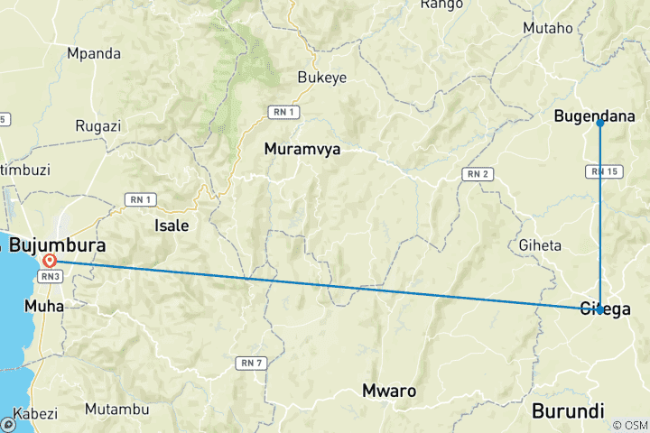 Map of Burundi Discovery Tour - 7 Days / 6 Nights