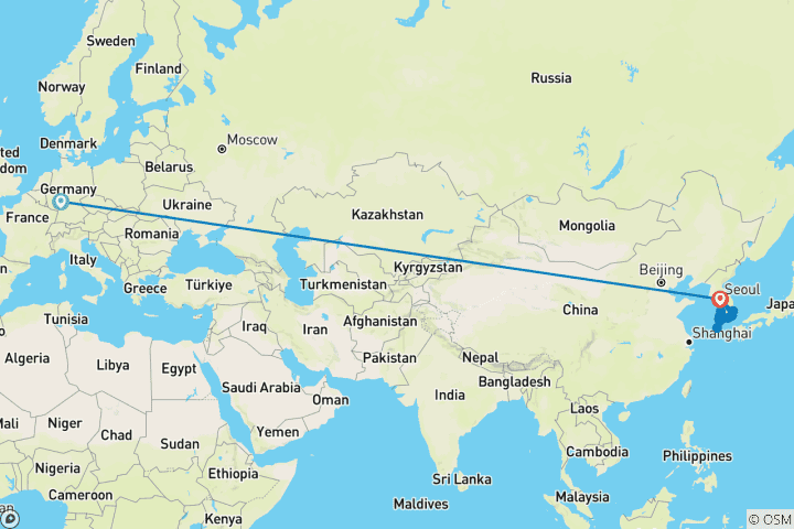 Karte von Erlebnis Südkorea (inkl Flug)