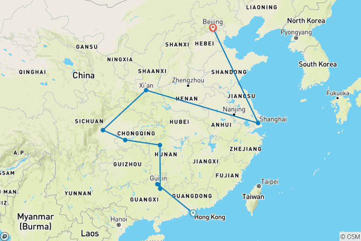 Karte von China Entdeckungsreise