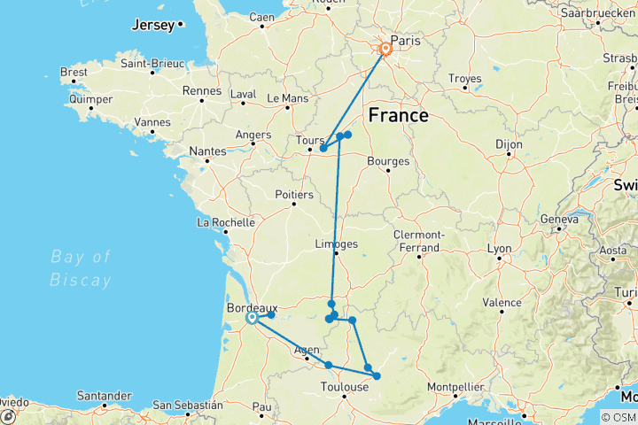 Mapa de Viñedos y valles de Francia