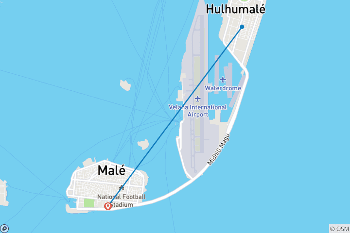 Carte du circuit Escapade de luxe de 6 jours aux Maldives : Centara Ras Fushi, dîner sous-marin et aventure en sous-marin à 45 mètres de profondeur