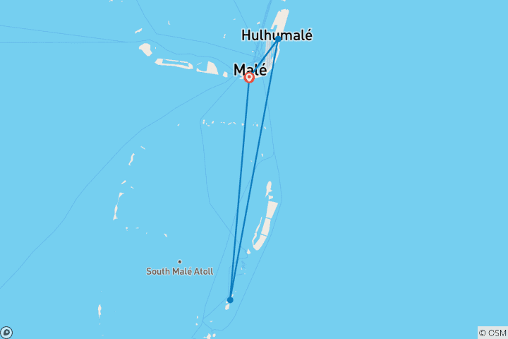 Carte du circuit Escapade de 7 jours aux Maldives : la ville de Malé, Maafushi, plongée libre et croisière pour observer les dauphins