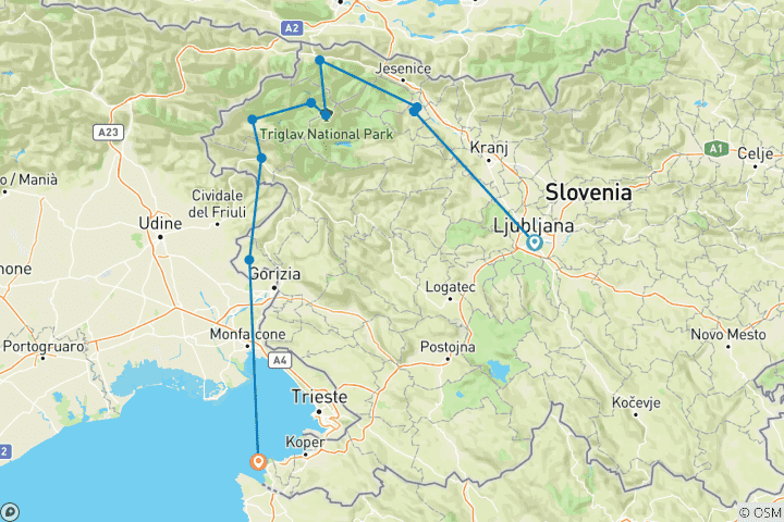 Carte du circuit Des montagnes à la mer