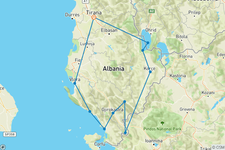 Carte du circuit Circuit à vélo en Albanie