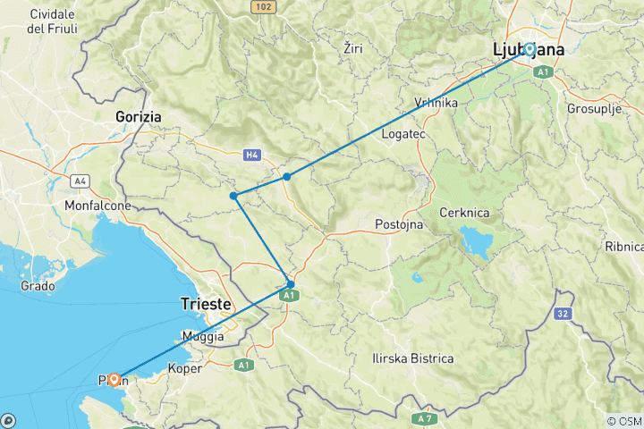 Carte du circuit Une superbe randonnée hors saison dans le sud-ouest de la Slovénie
