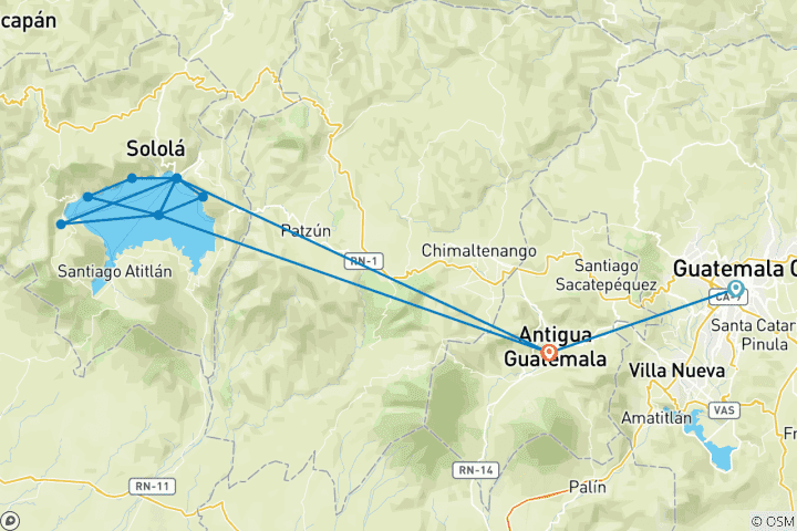 Mapa de Descubre las tierras altas de Guatemala