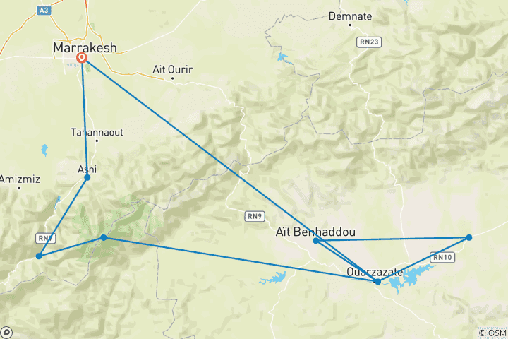 Map of South Morocco luxury escape