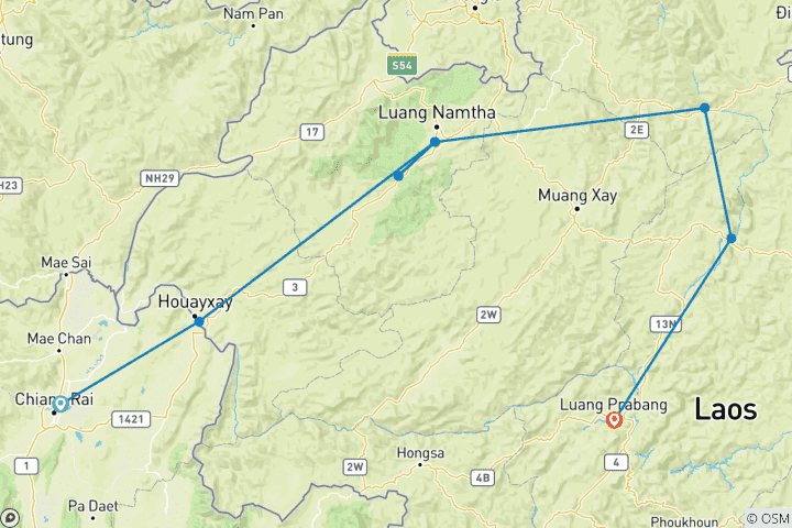Mapa de El norte de Laos: tribus de las montañas y selvas