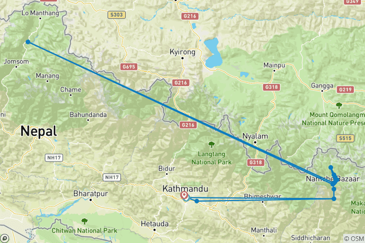 Mapa de El valle de Gokyo y el Gokyo Ri
