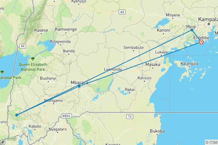 Mapa de Senderismo para ver gorilas en Uganda, en el Parque Nacional de Bwindi