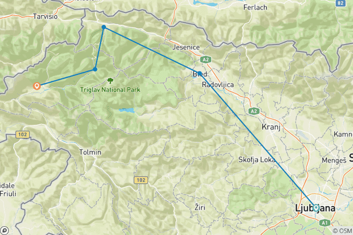 Kaart van Het beste van de Alpe Adria Trail
