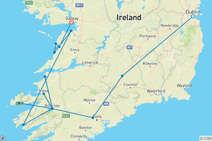 Mapa de El mejor paquete de golf en Irlanda