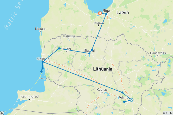 Carte du circuit Aventure dans la nature balte