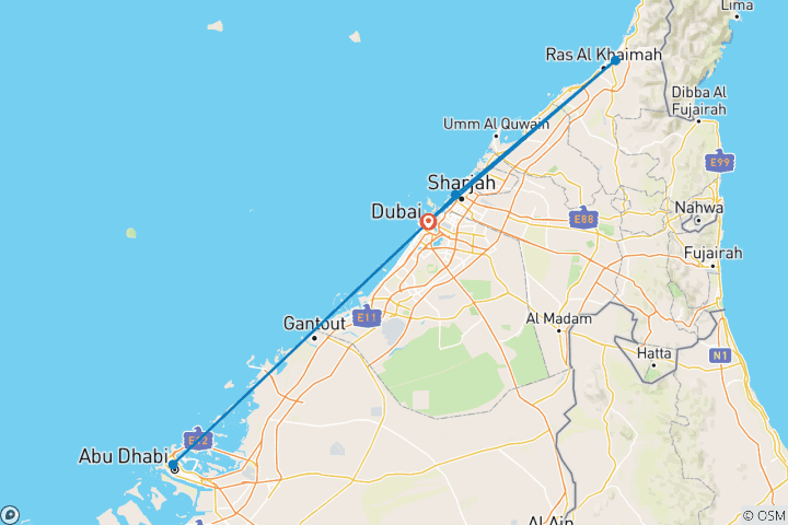 Mapa de Descubre Emirates Tours