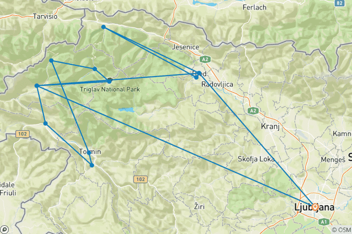 Carte du circuit Aventure culturelle et naturelle en Slovénie