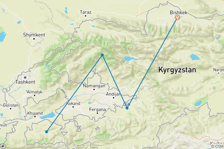 Map of Trekking to lake Sary-Chelek