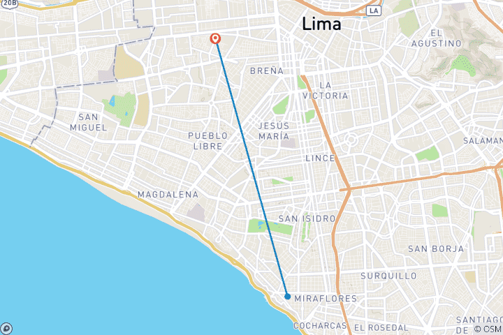 Kaart van Gastronomische Lima Express - 2 dagen