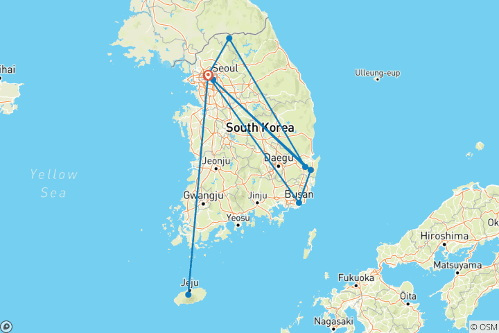 Kaart van De kleuren van Zuid-Korea & Jeju – 11 dagen