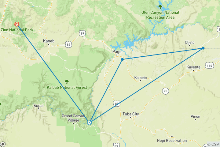 Mapa de Recorrido invernal por los parques nacionales organizado por Wander Lavishly