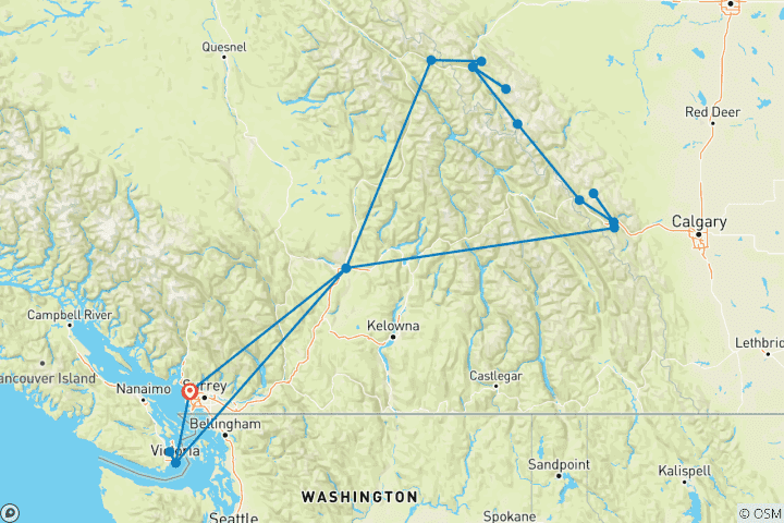 Kaart van De spectaculaire Canadese Rockies (Rocky Mountaineer SilverLeaf)