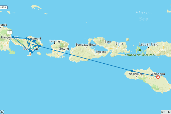 Carte du circuit À la découverte de Bali et de l'île de Sumba