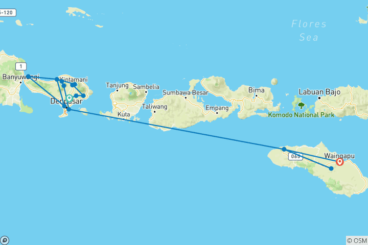 Carte du circuit À la découverte de Bali et de l'île de Sumba
