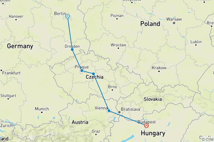 Map of Sziget Festival Road Trip (Hotels)