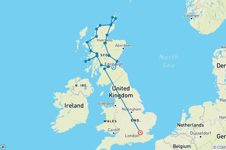 Karte von Ein schottischer Highland Fling mit London