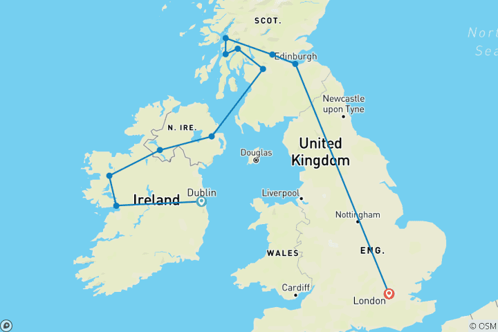 Carte du circuit Un avant-goût de l'Irlande et de l'Écosse à Londres