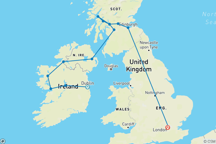 Mapa de Un toque de Irlanda y Escocia en Londres